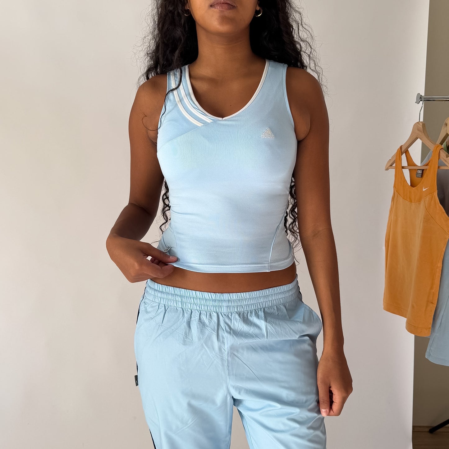 Y2K Adidas Three Stripe Activewear Tank - S