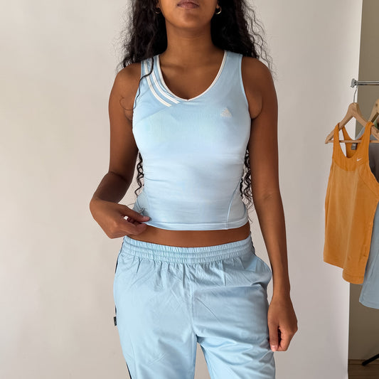 Y2K Adidas Three Stripe Activewear Tank - S