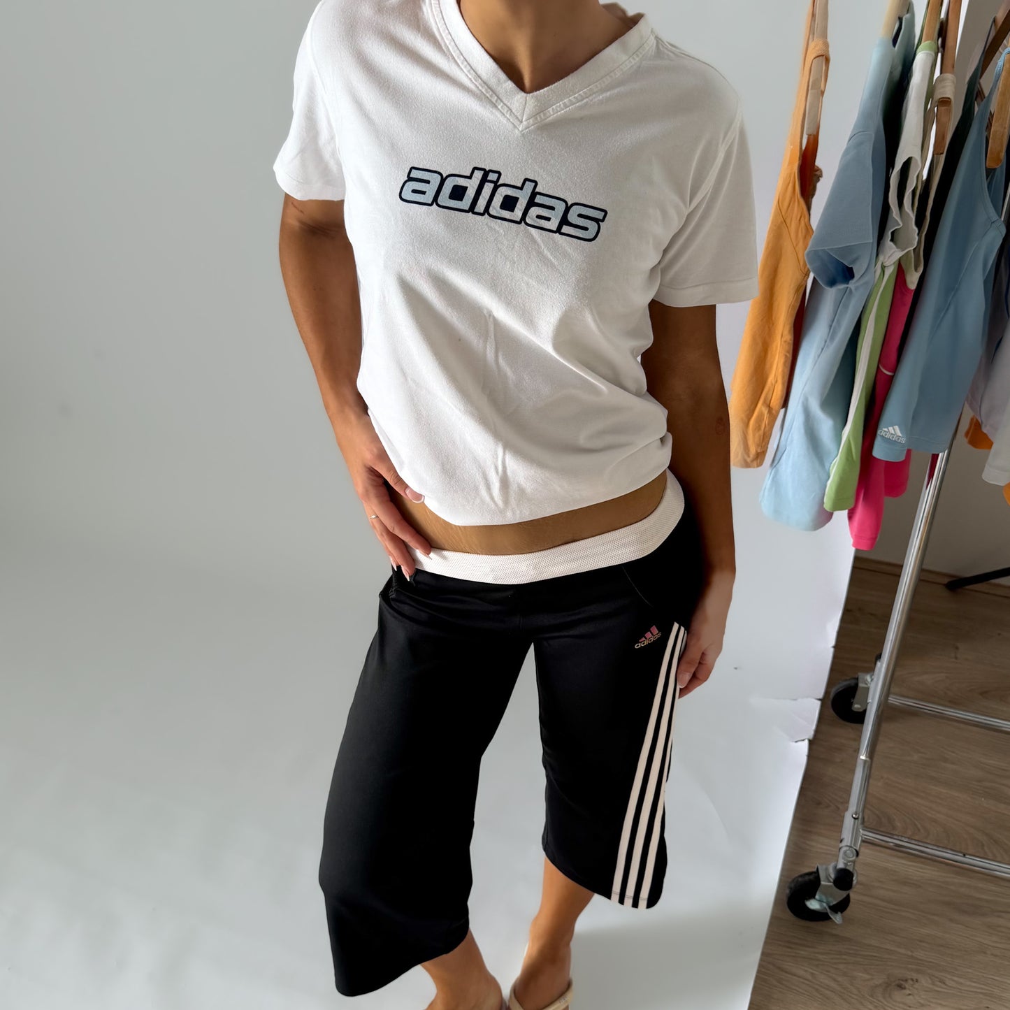 Y2K Adidas Spell Out Baby Tee - M/L