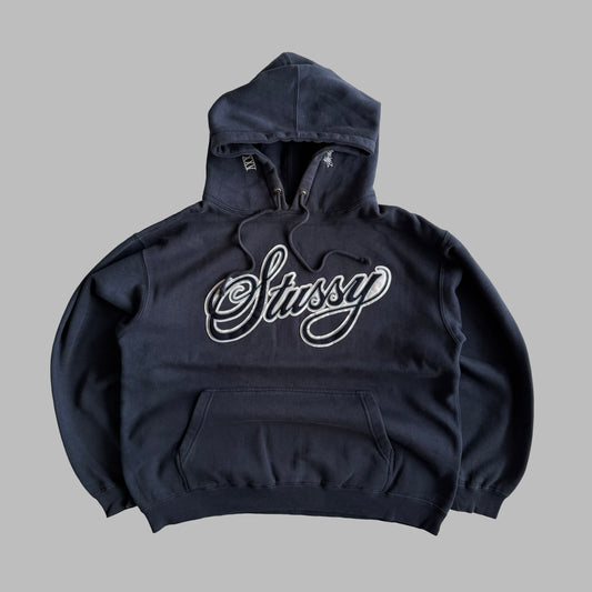Y2K Stussy Heavyweight Cursive Hoodie - M