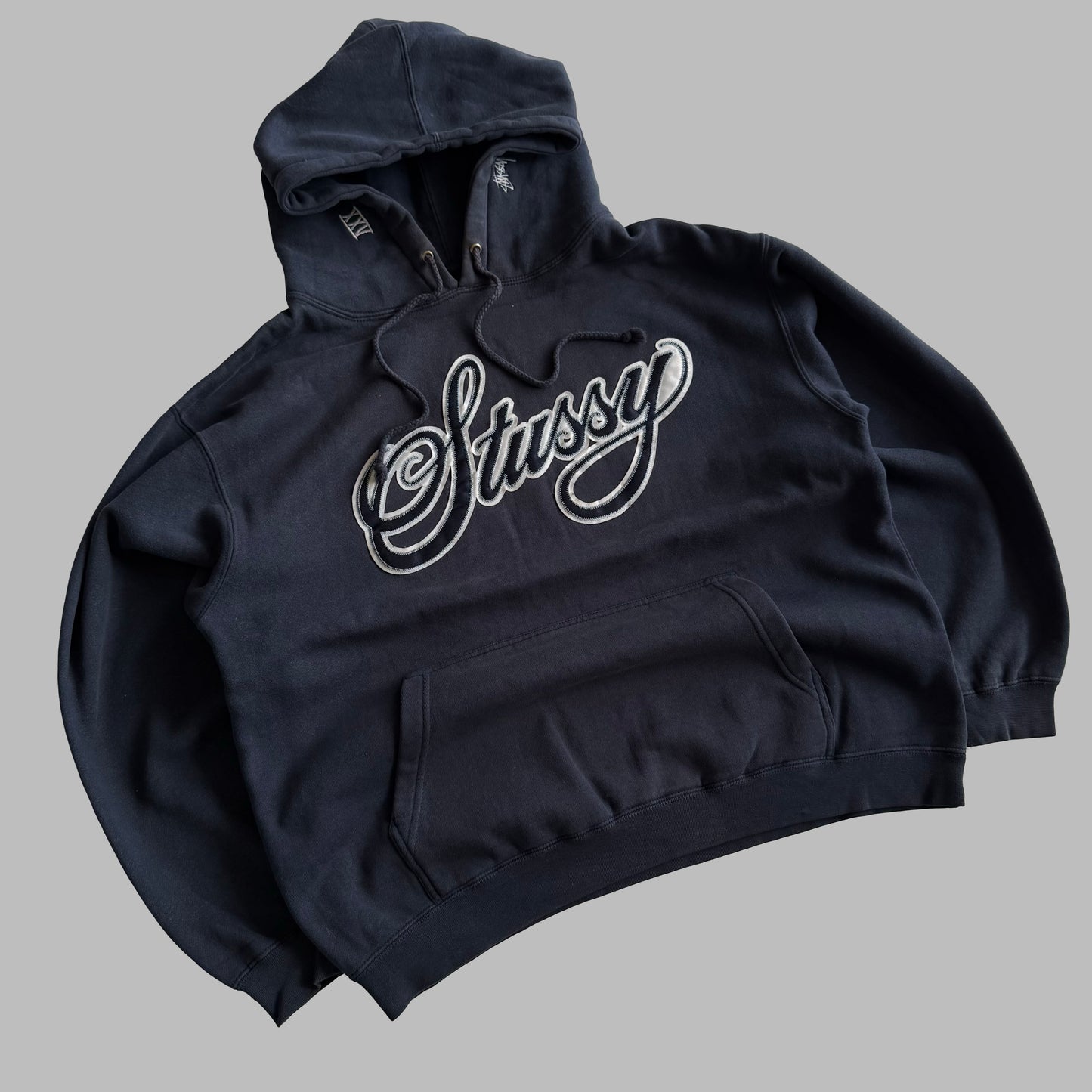 Y2K Stussy Heavyweight Cursive Hoodie - M