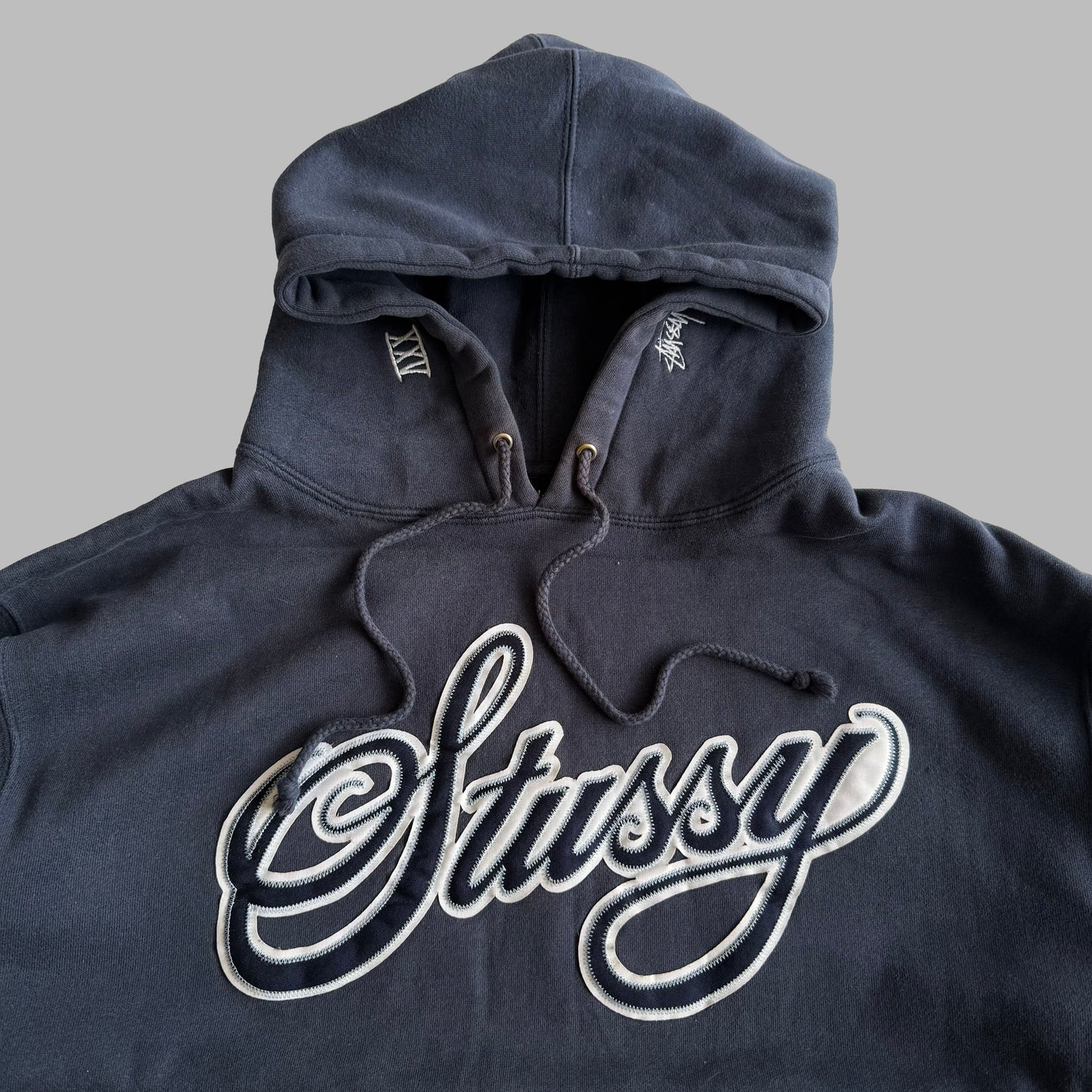 Y2K Stussy Heavyweight Cursive Hoodie - M