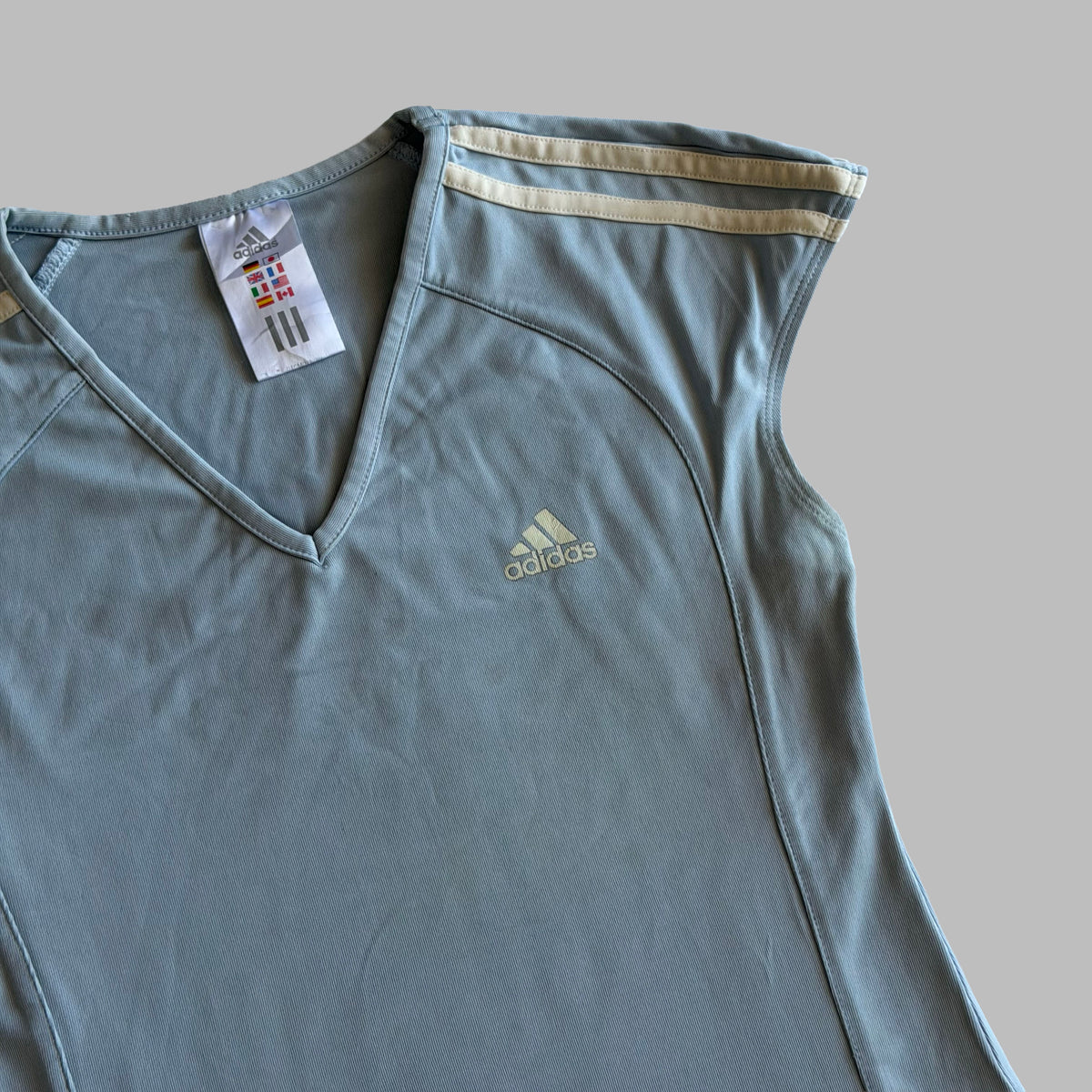Y2K Adidas Three Stripe Synched Activewear Top - S