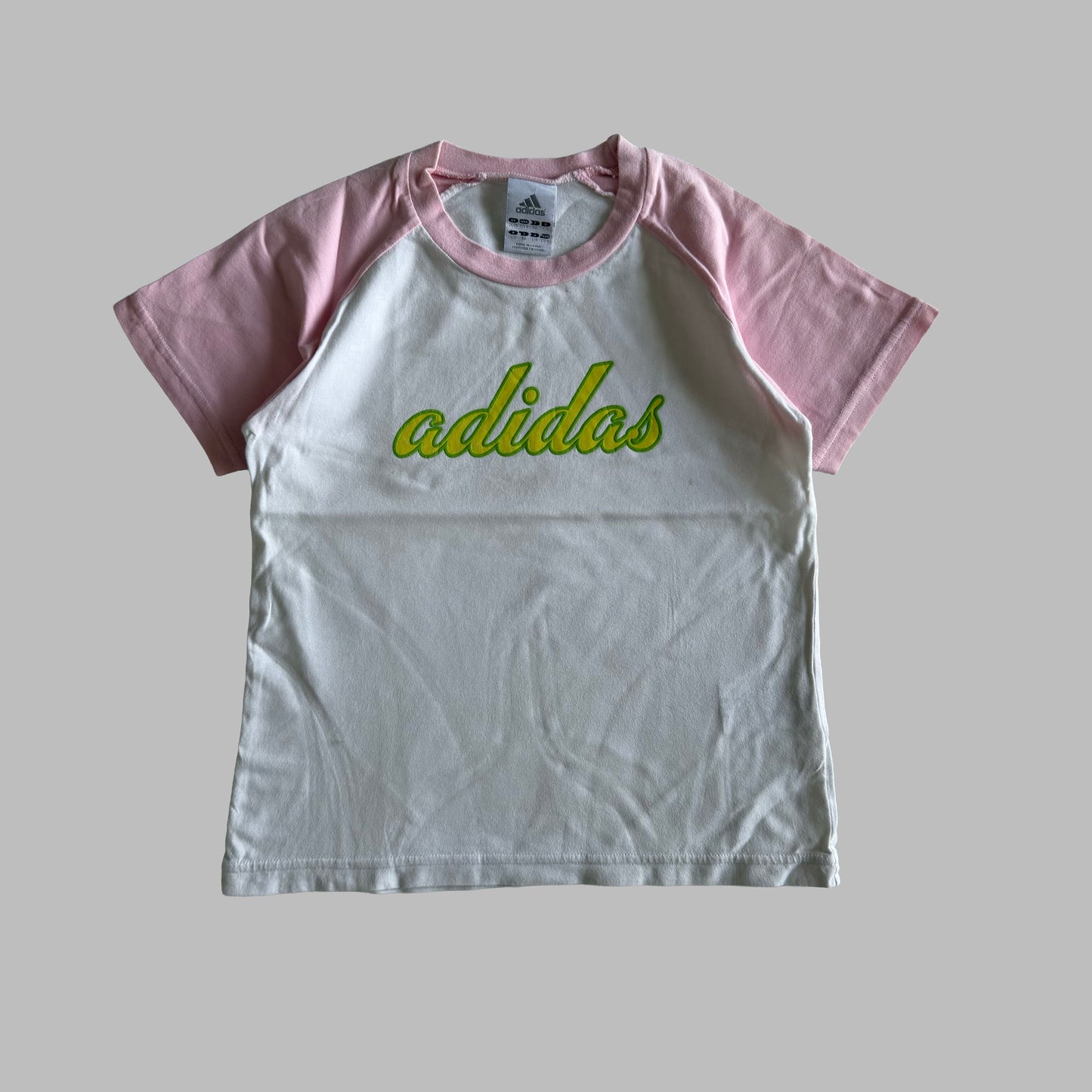 Y2K Adidas Spell Out Ringer Baby Tee - S