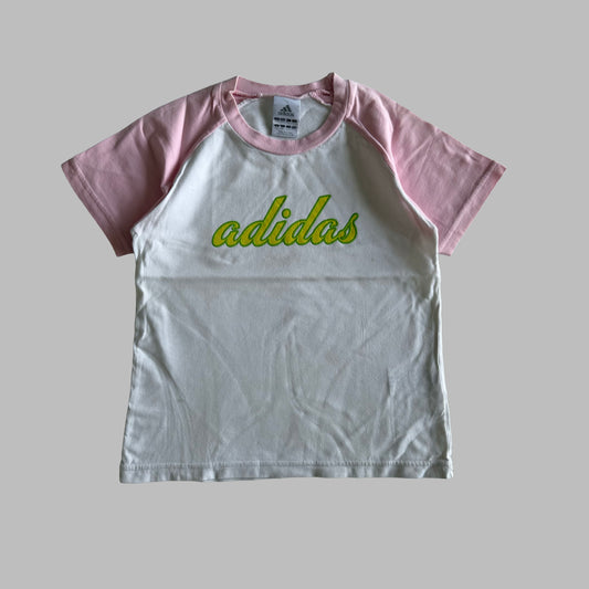 Y2K Adidas Spell Out Ringer Baby Tee - S