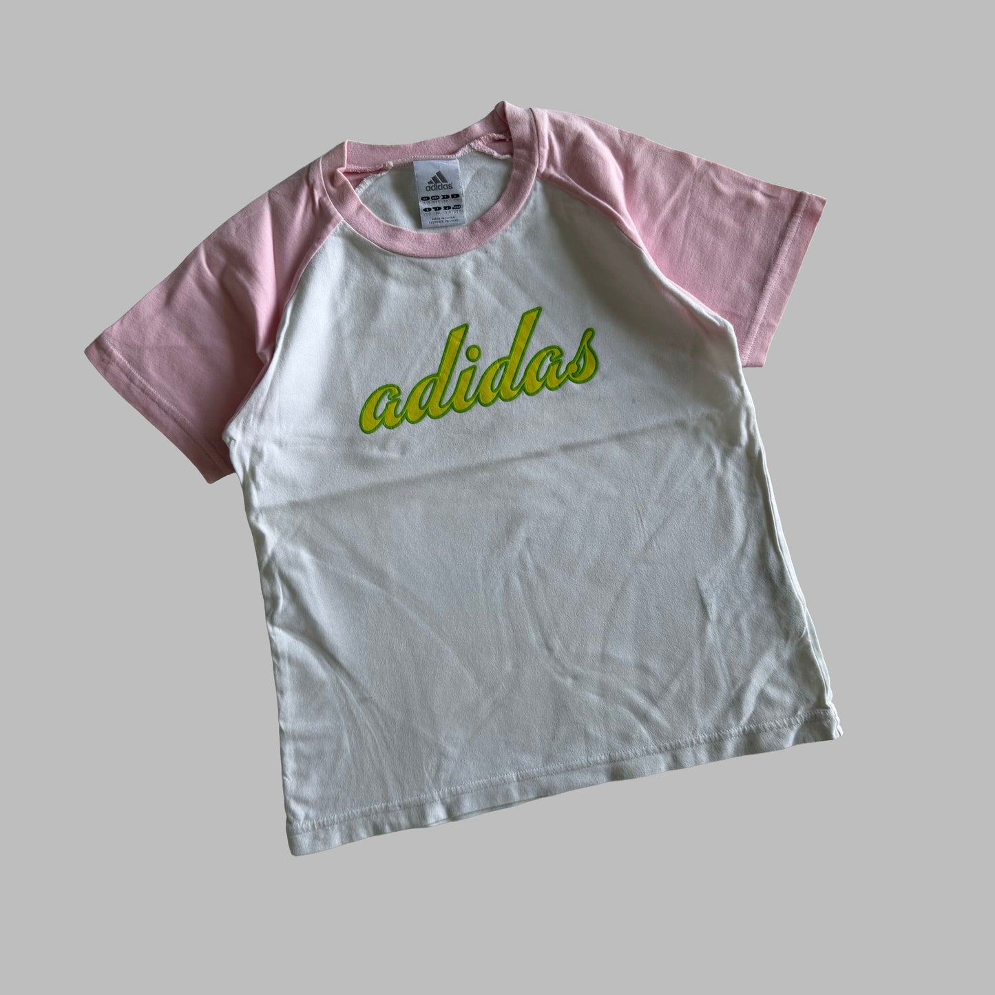 Y2K Adidas Spell Out Ringer Baby Tee - S