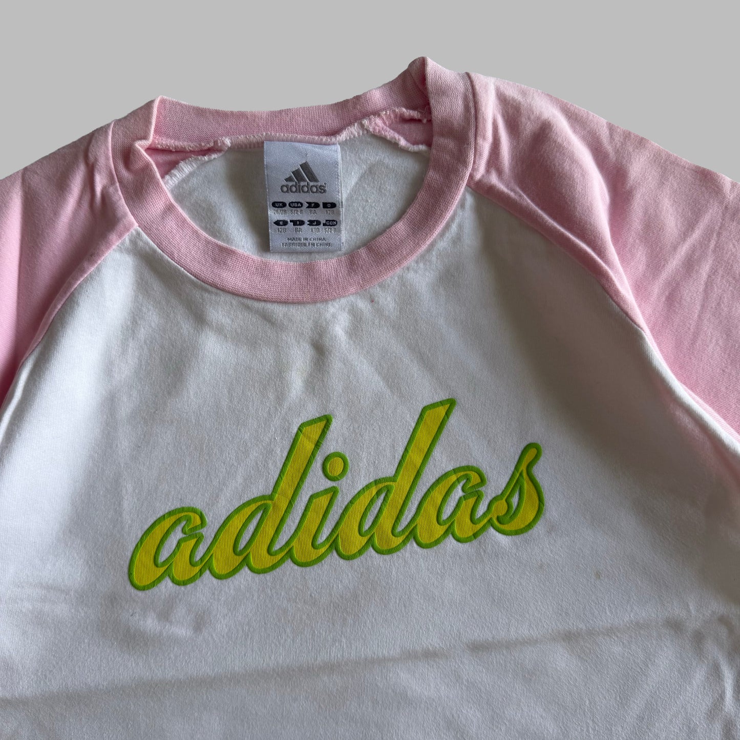 Y2K Adidas Spell Out Ringer Baby Tee - S