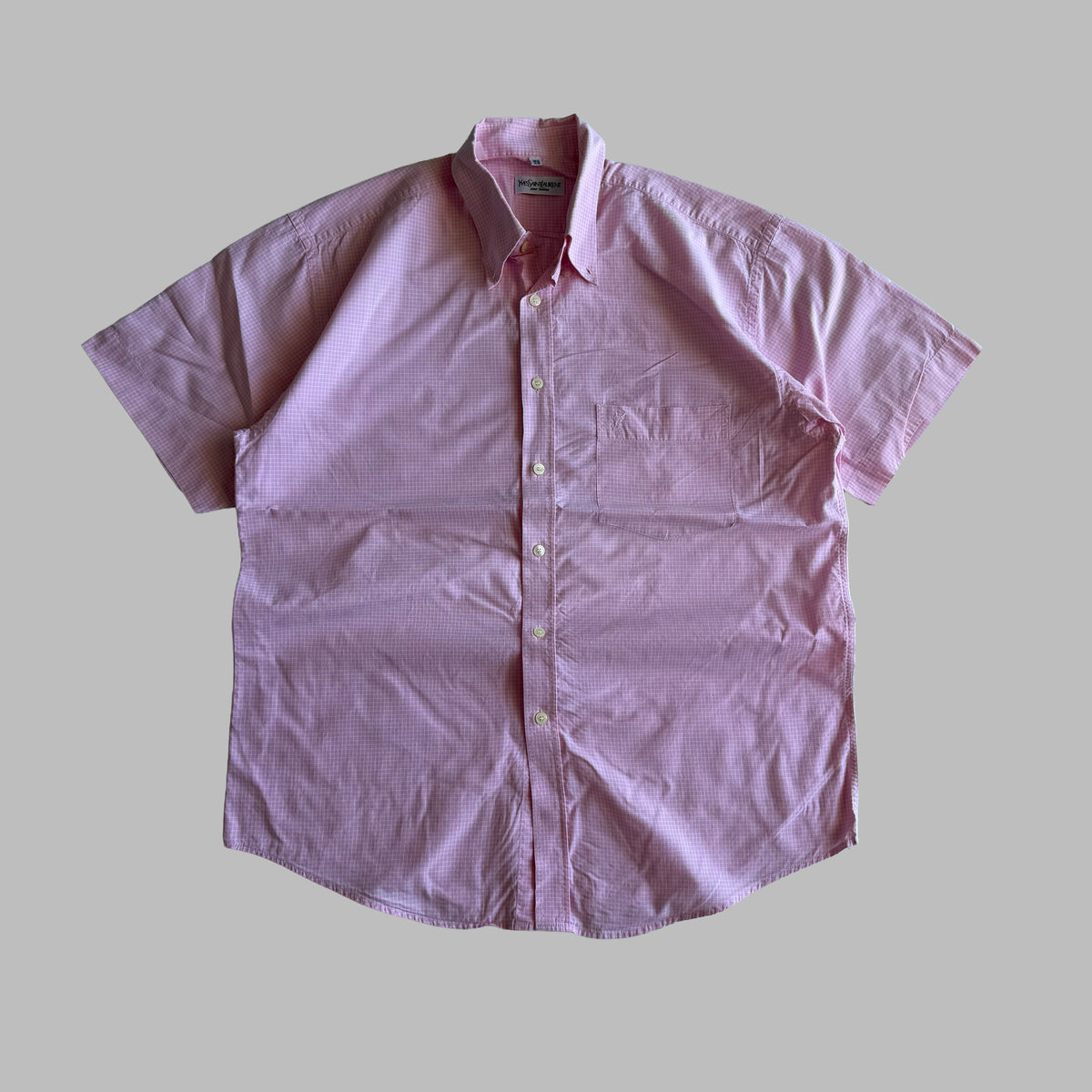 90s Yves Saint Laurent Checkered Short Sleeve Button Up Shirt - L