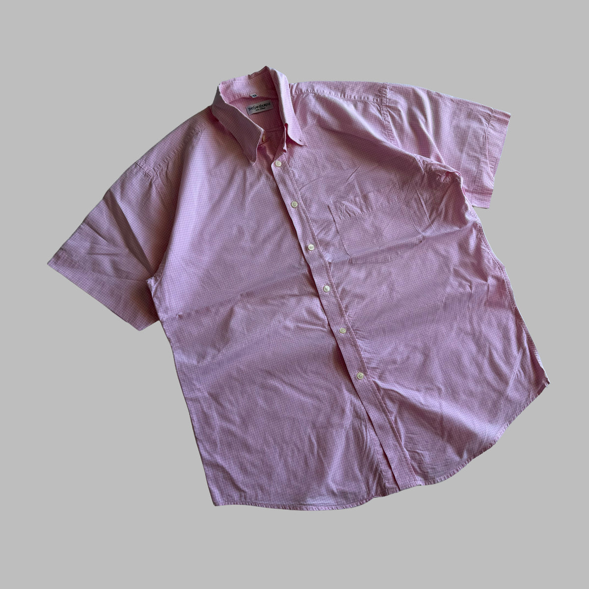 90s Yves Saint Laurent Checkered Short Sleeve Button Up Shirt - L