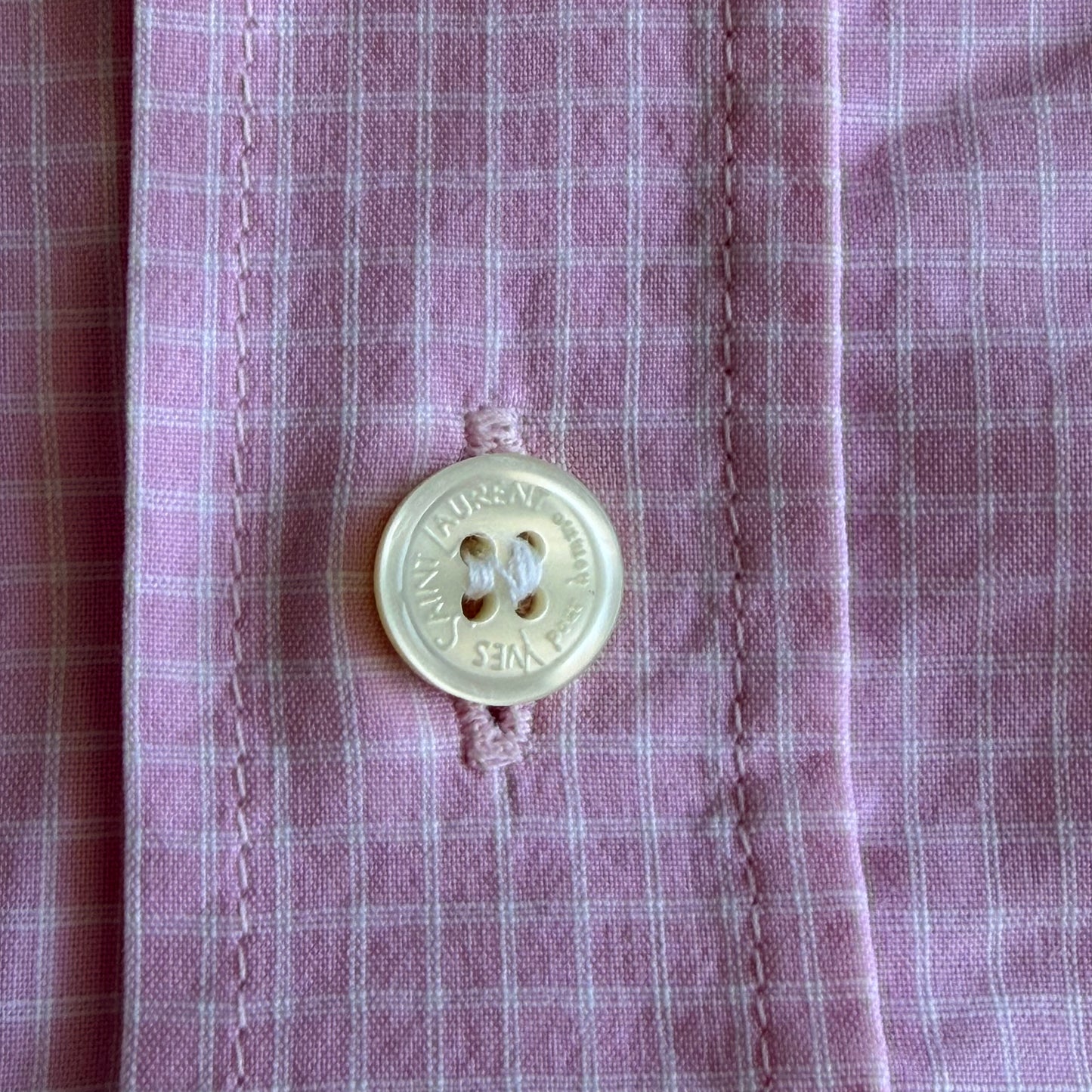 90s Yves Saint Laurent Checkered Short Sleeve Button Up Shirt - L