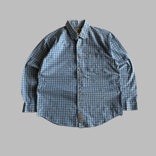 90s Yves Saint Laurent Salan Checkered Button Up Shirt - M