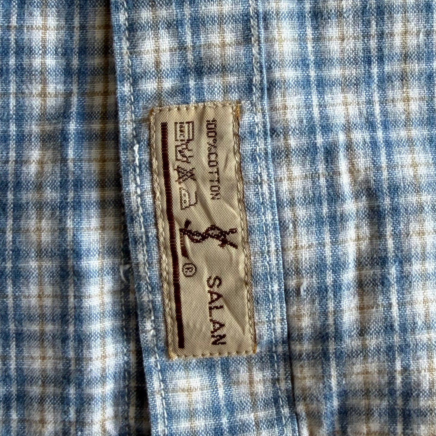 90s Yves Saint Laurent Salan Checkered Button Up Shirt - M