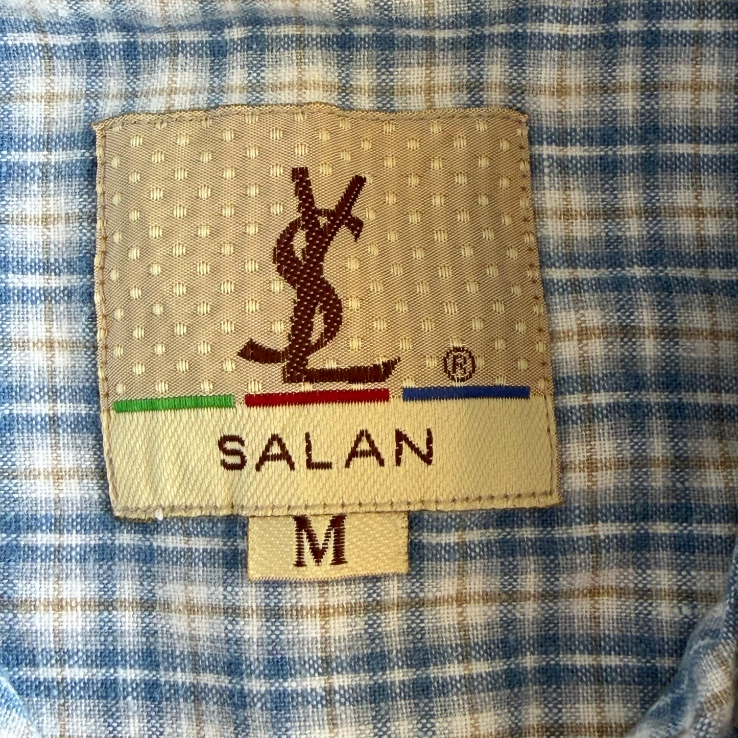 90s Yves Saint Laurent Salan Checkered Button Up Shirt - M