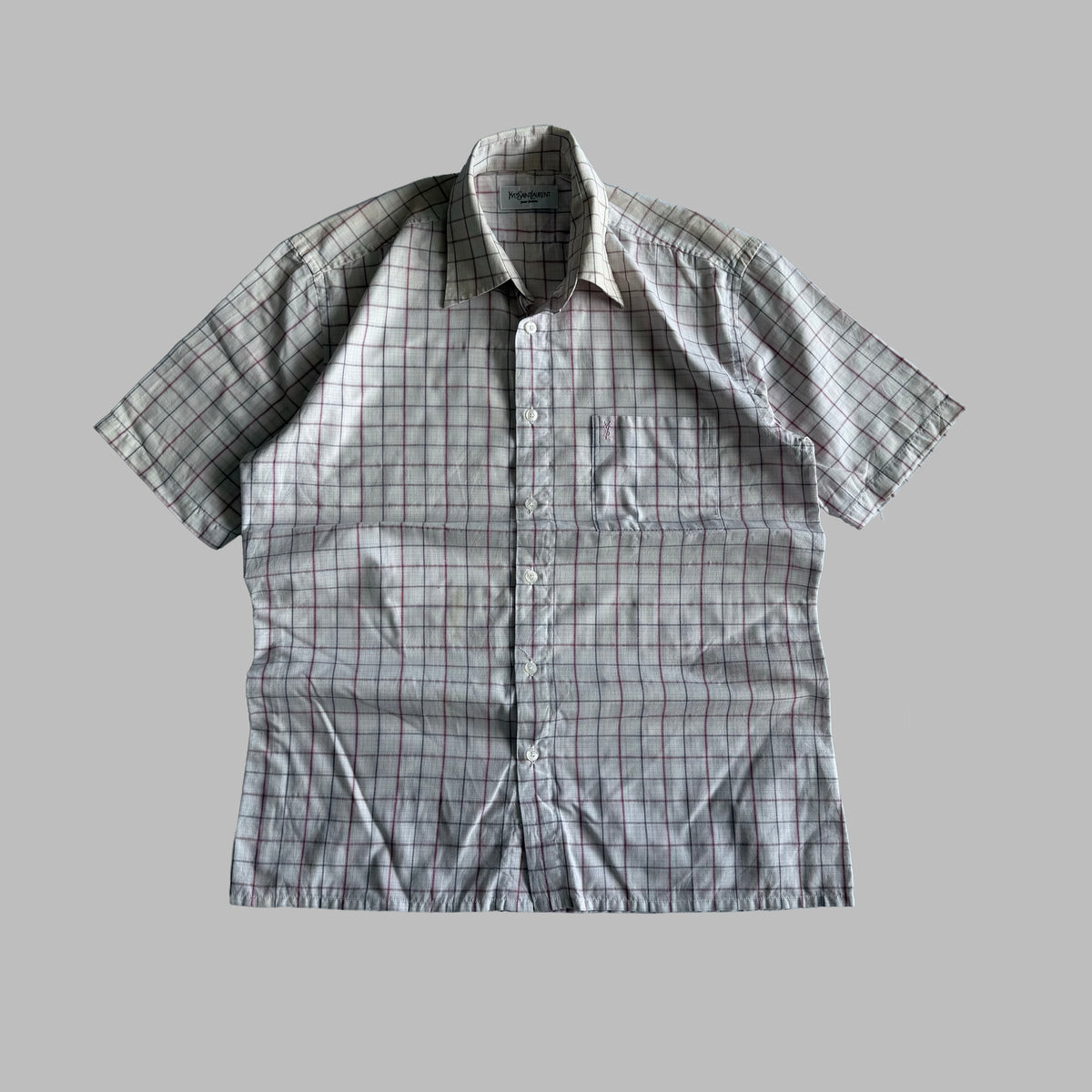 90s Yves Saint Laurent Checkered Short Sleeve Button Up Shirt - M