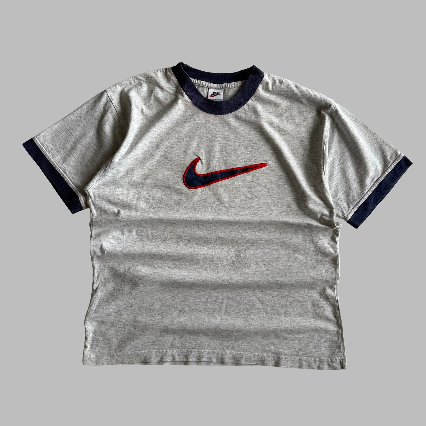90s Nike Centre Swoosh Ringer T-Shirt - M