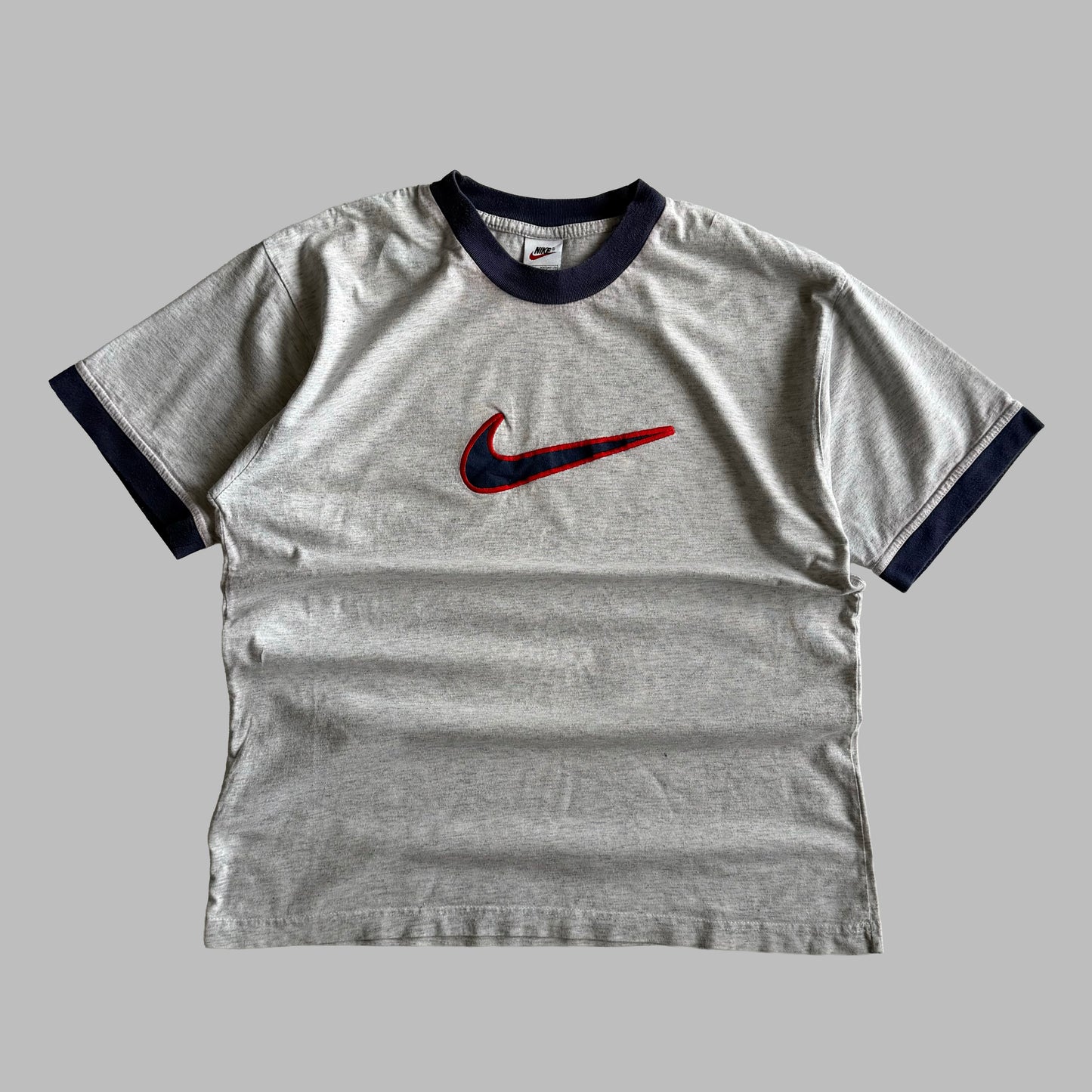 90s Nike Centre Swoosh Ringer T-Shirt - M