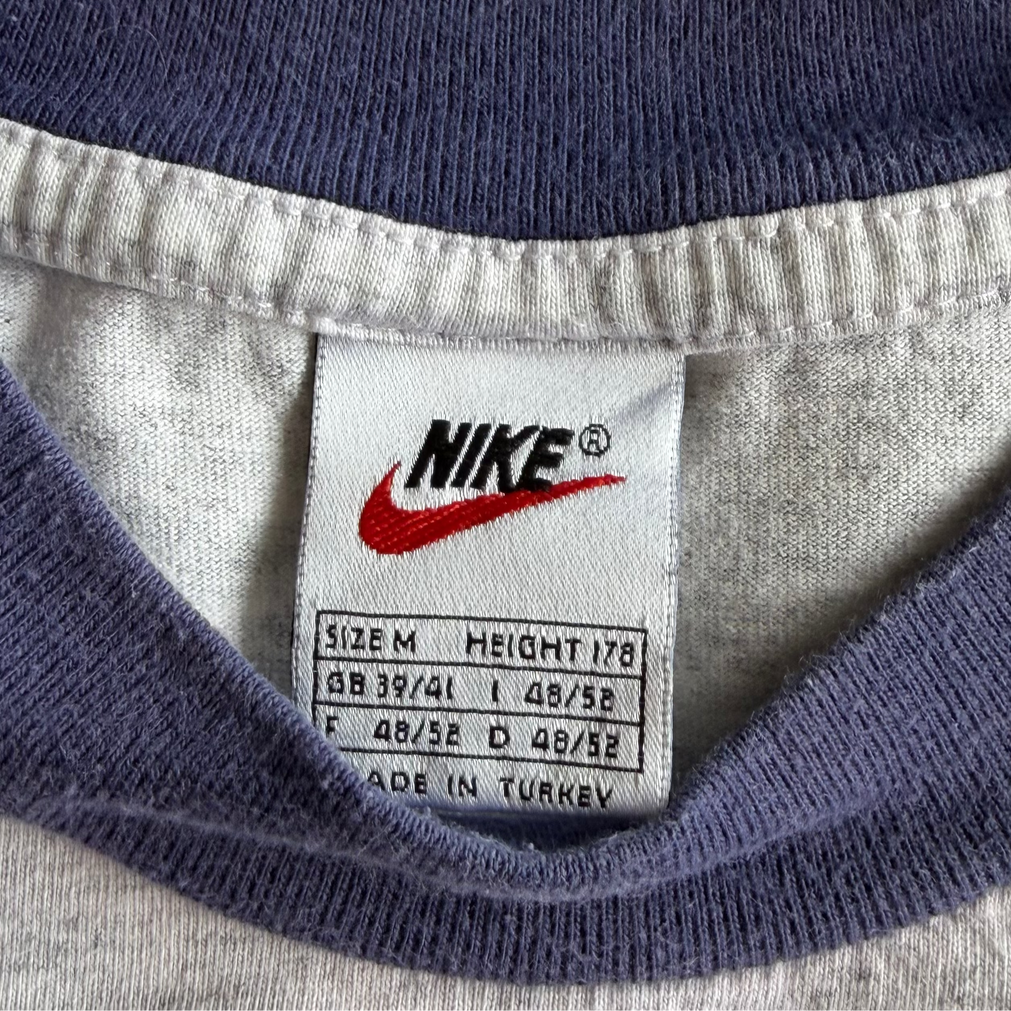 90s Nike Centre Swoosh Ringer T-Shirt - M