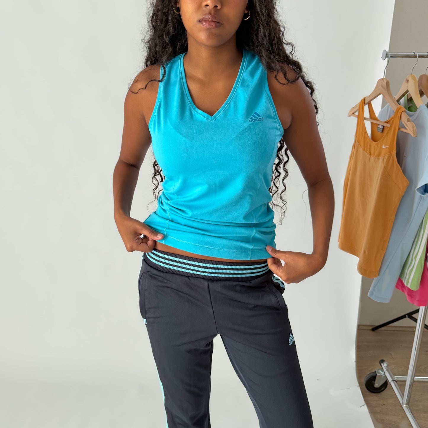 Y2K Adidas V-Neck Activewear Top - M/L
