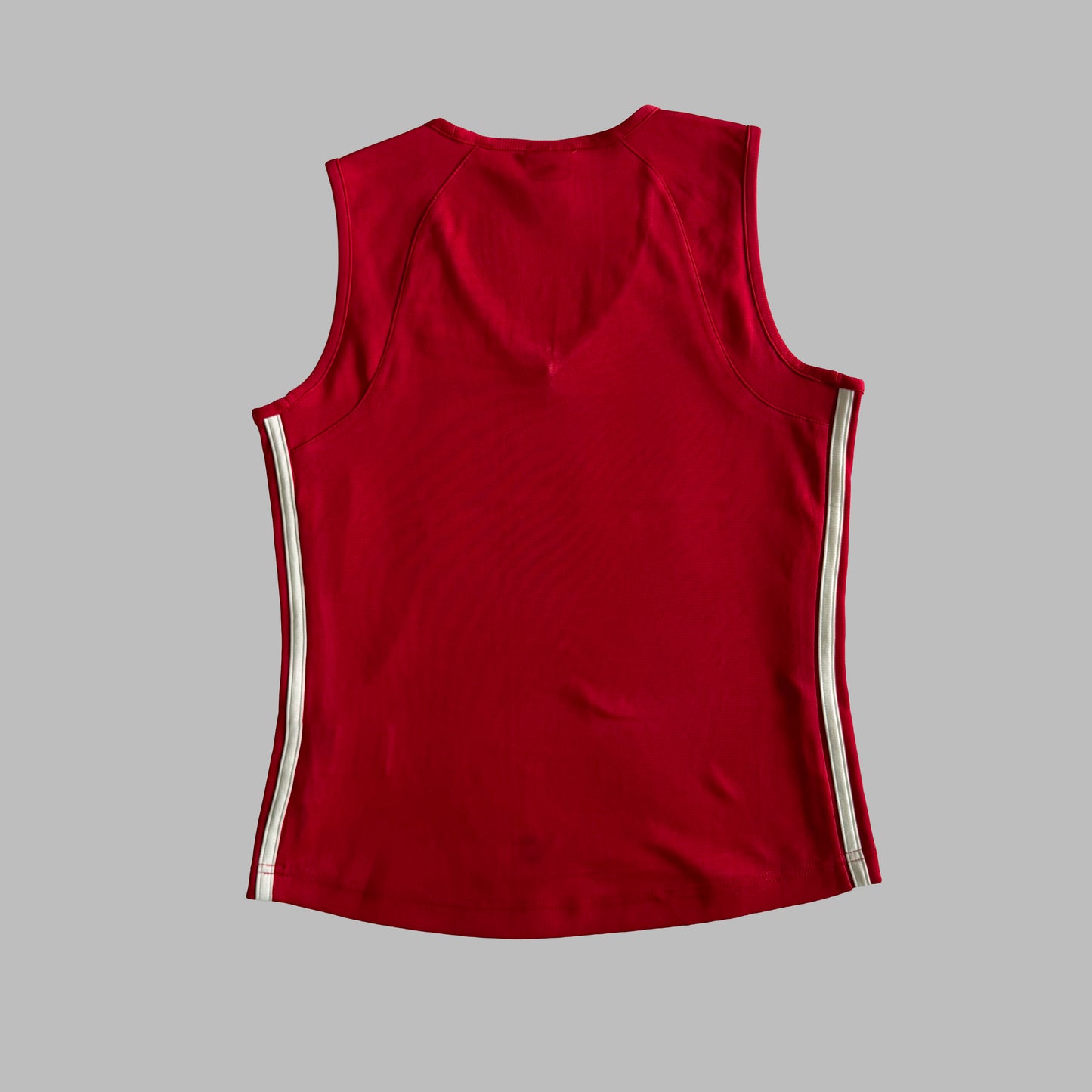 Y2K Adidas Striped V-Neck Activewear Tank - XL