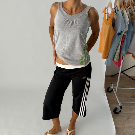 Y2K Adidas Three Stripe V-Neck Tank - L