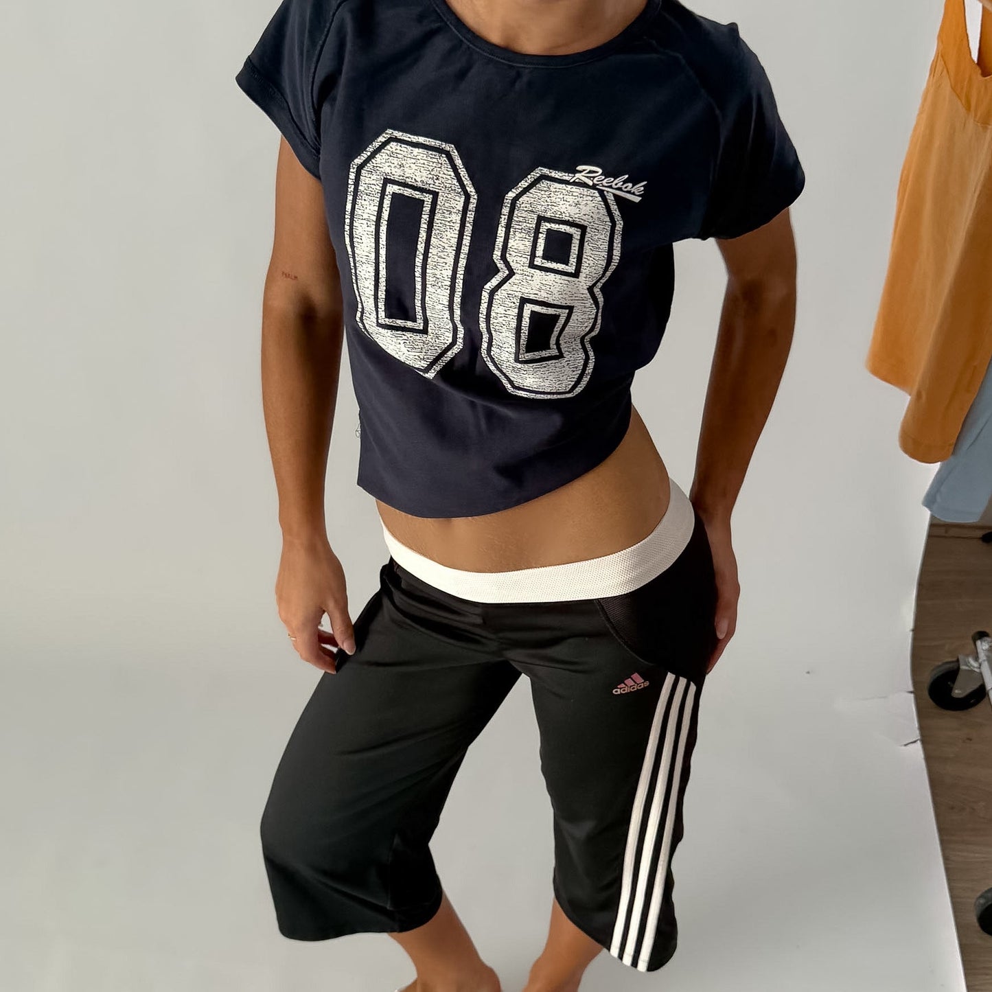 Y2K Reebok Reversible Spell Out Baby Tee - M/L