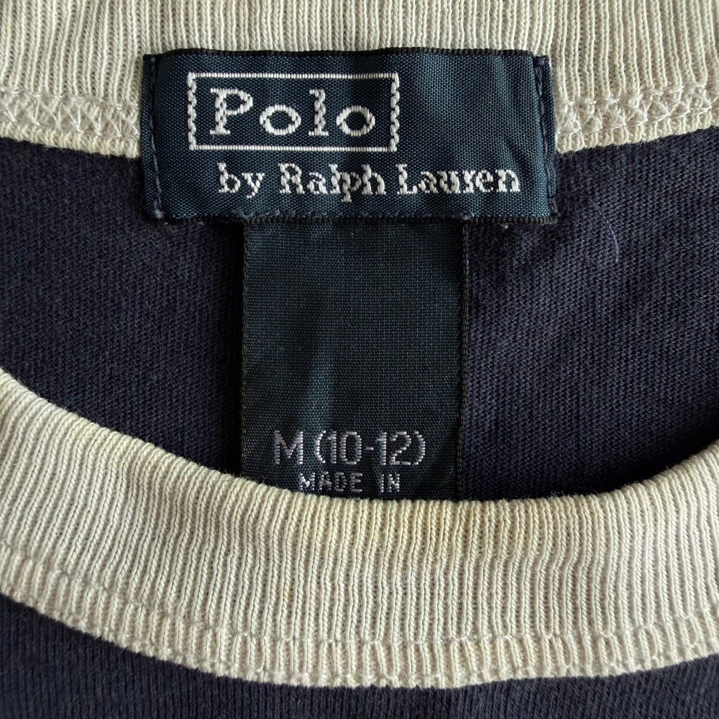 90s Polo Ralph Lauren Spell Out Ringer Tee - M/L