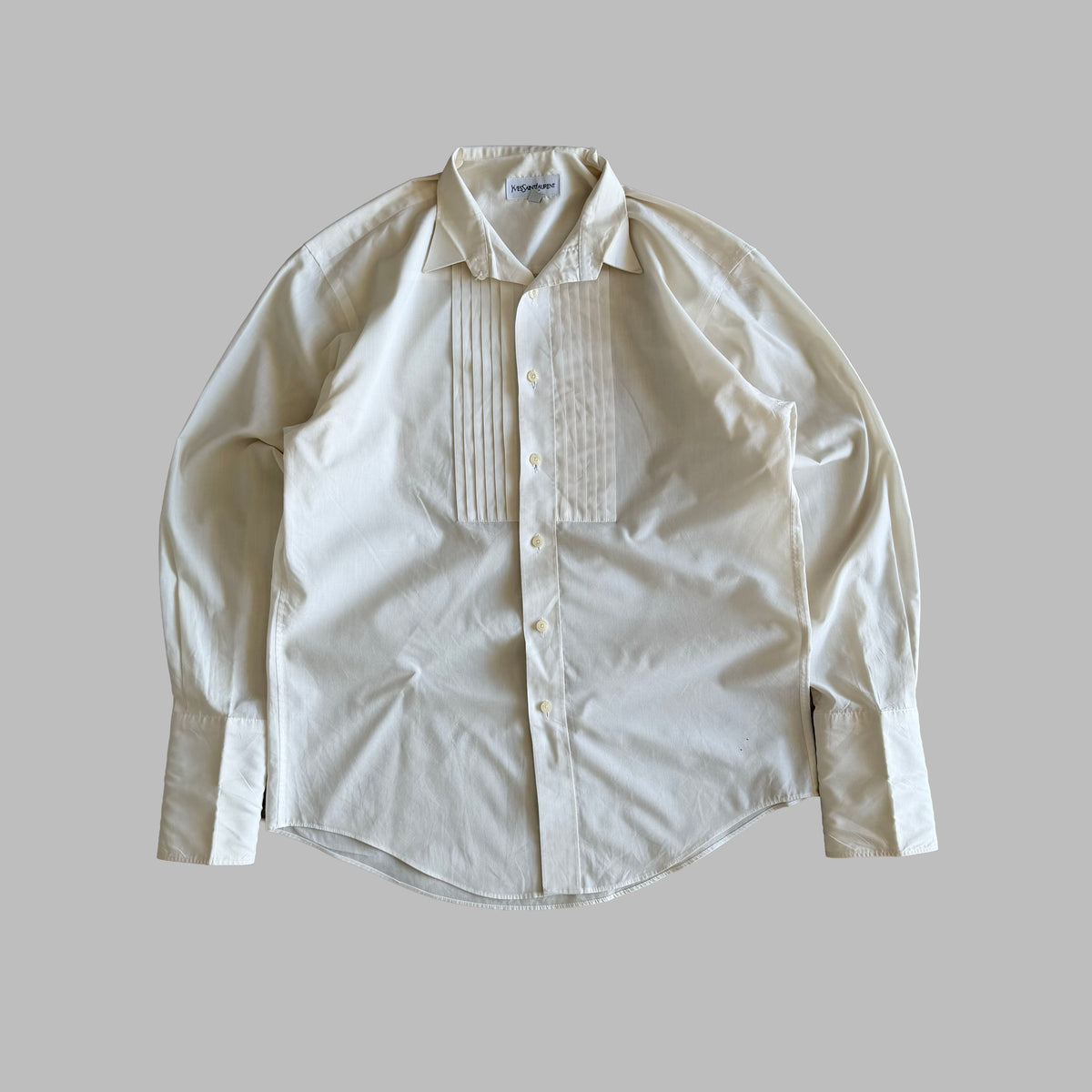 90s Yves Saint Laurent Pleated Front Button Up Shirt - M