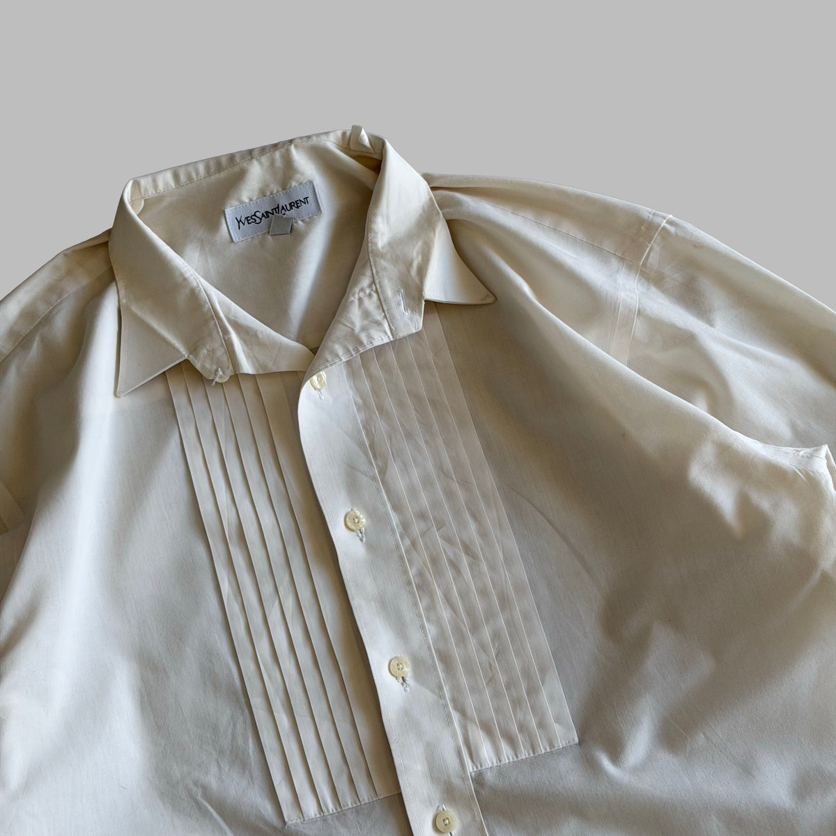 90s Yves Saint Laurent Pleated Front Button Up Shirt - M