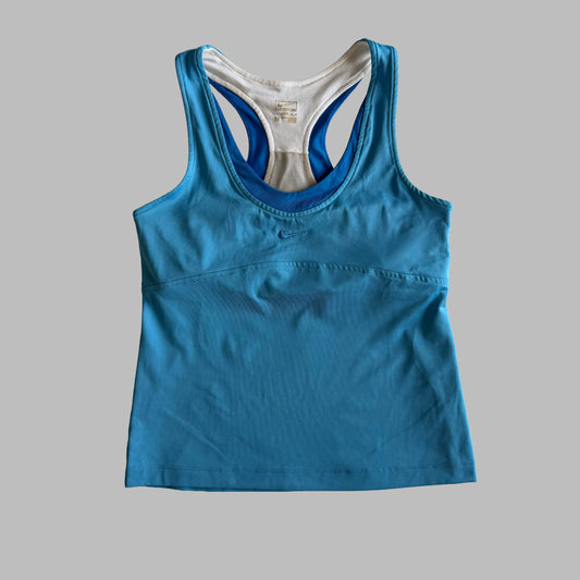 Y2K Nike Panelled Racer-Back Activewear Top - M