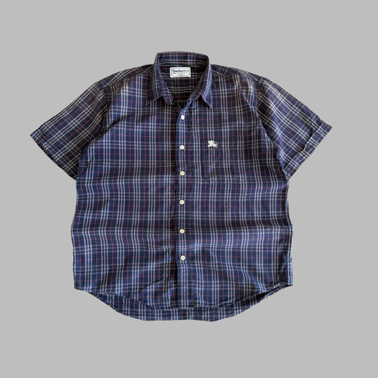 90s Burberry Short Sleeve Button Up Shirt - M