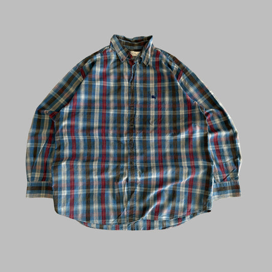 90s Burberry Checkered Button Up Shirt - M