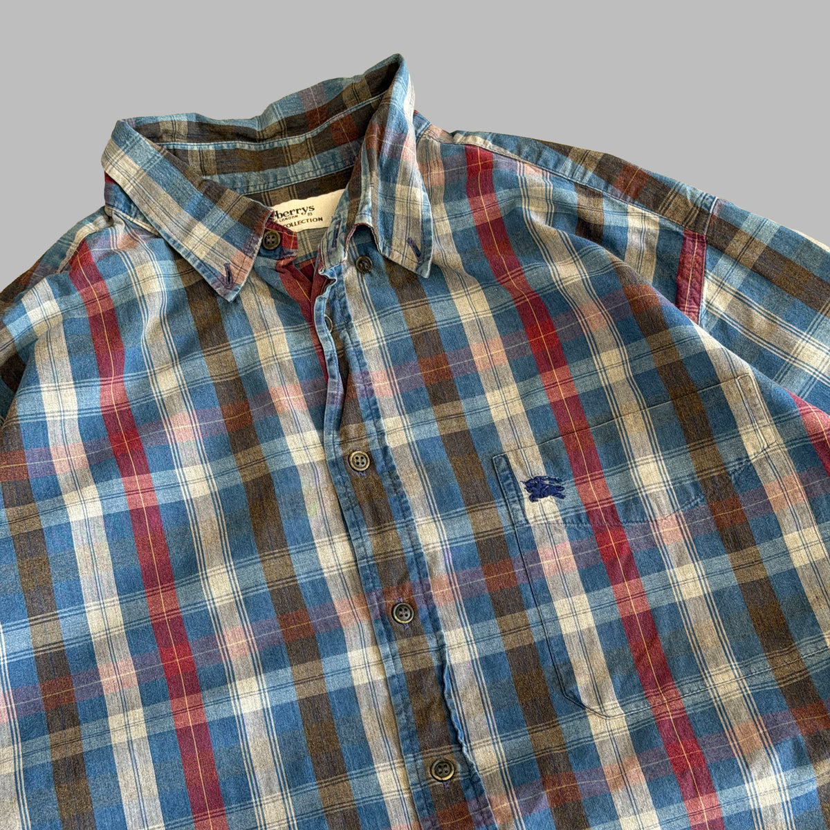 90s Burberry Checkered Button Up Shirt - M