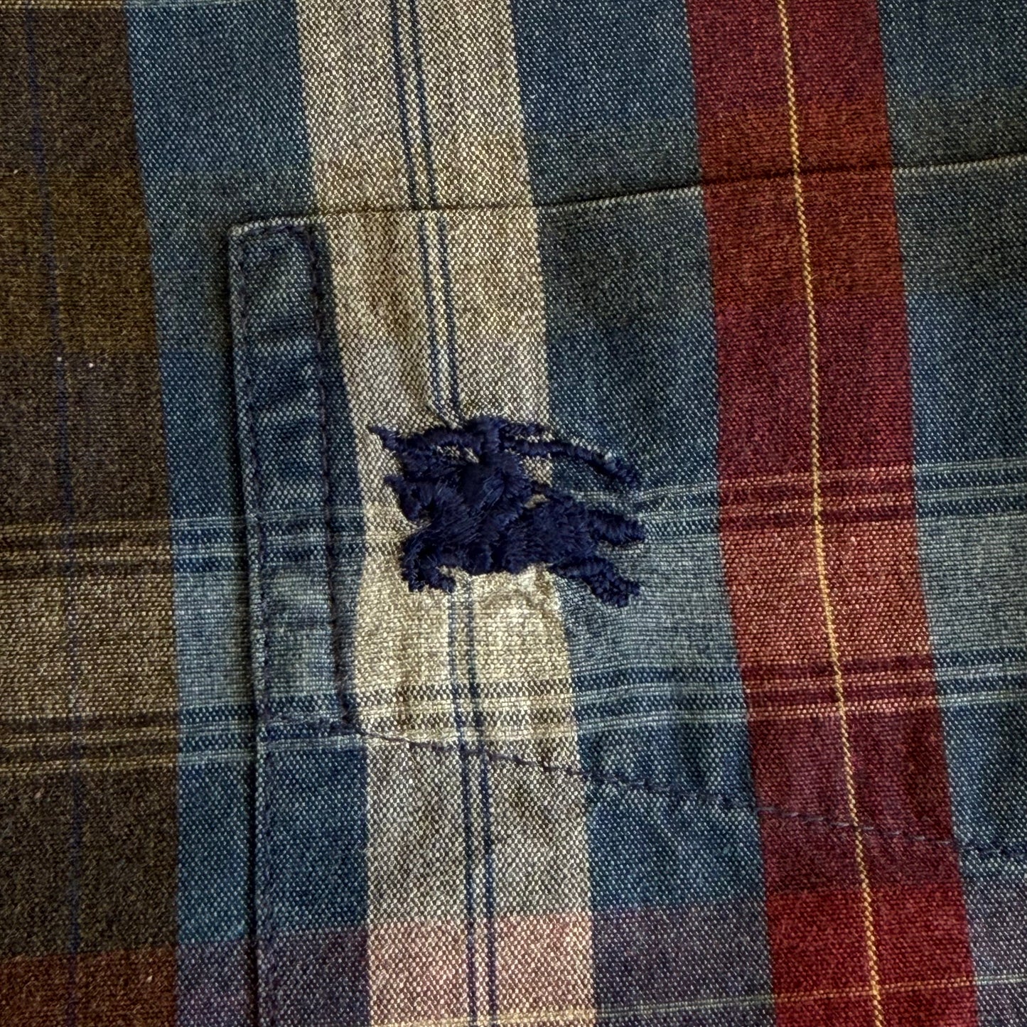90s Burberry Checkered Button Up Shirt - M