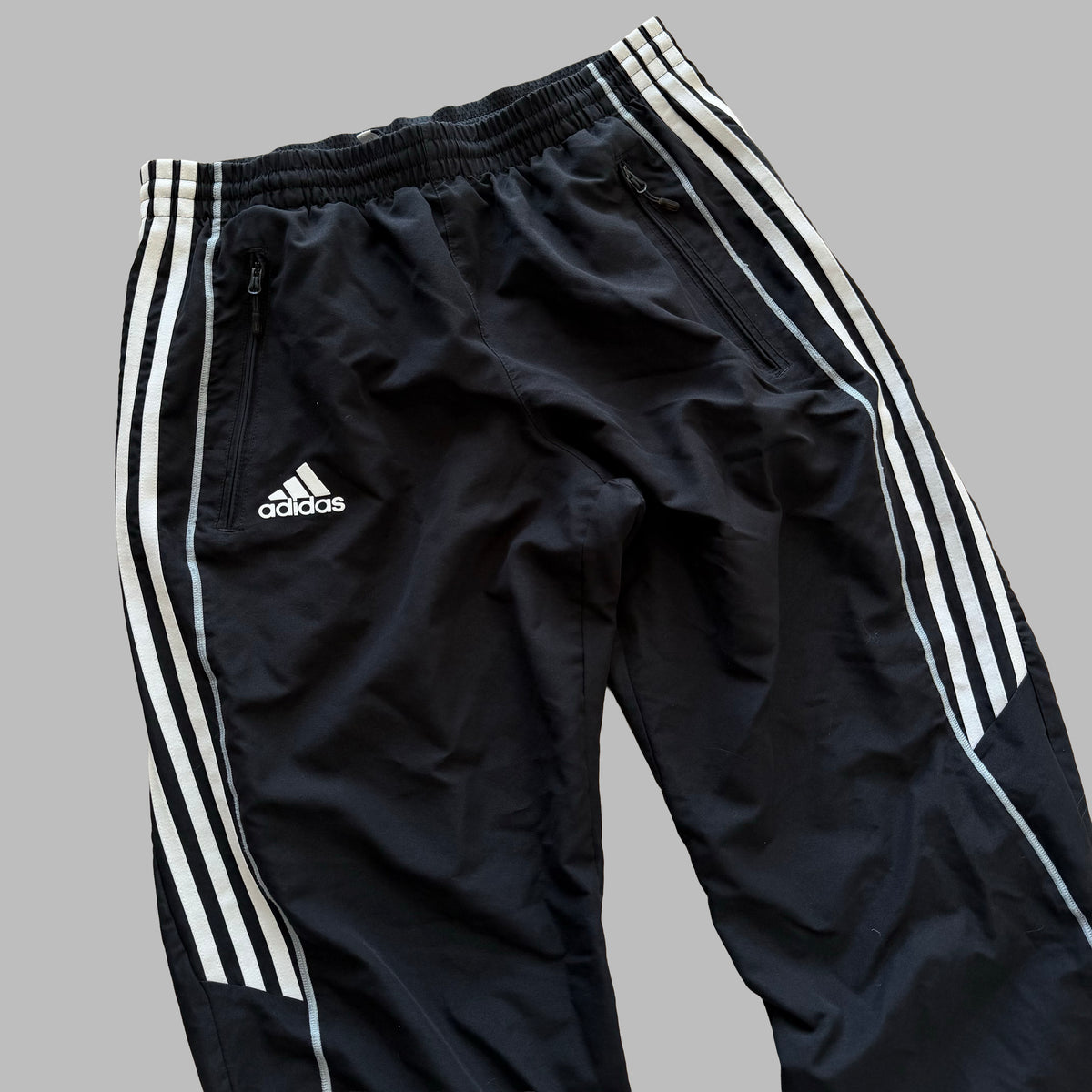 Y2K Adidas Three Stripe Baggy Track Pants - M
