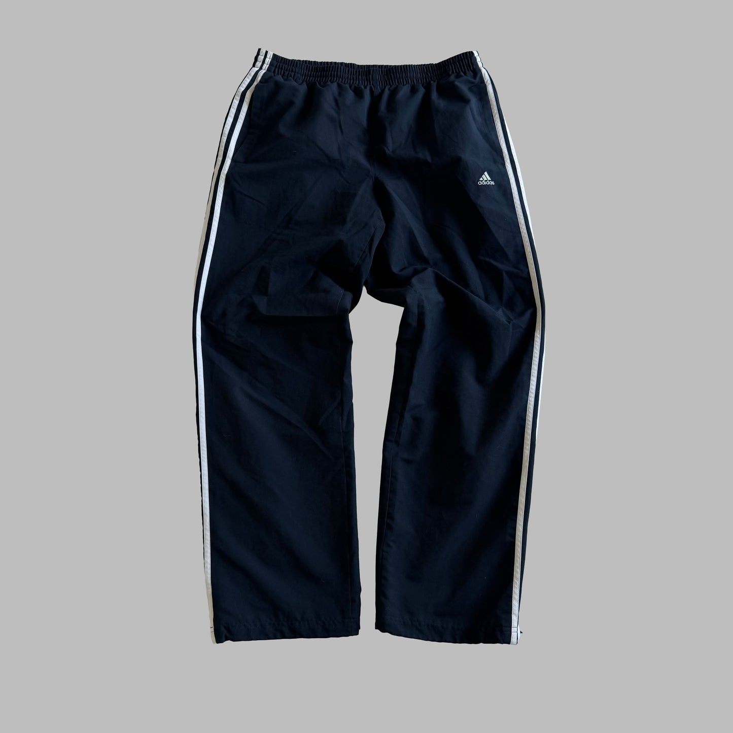 Y2K Adidas Wide Leg Three Stripe Track Pants - L