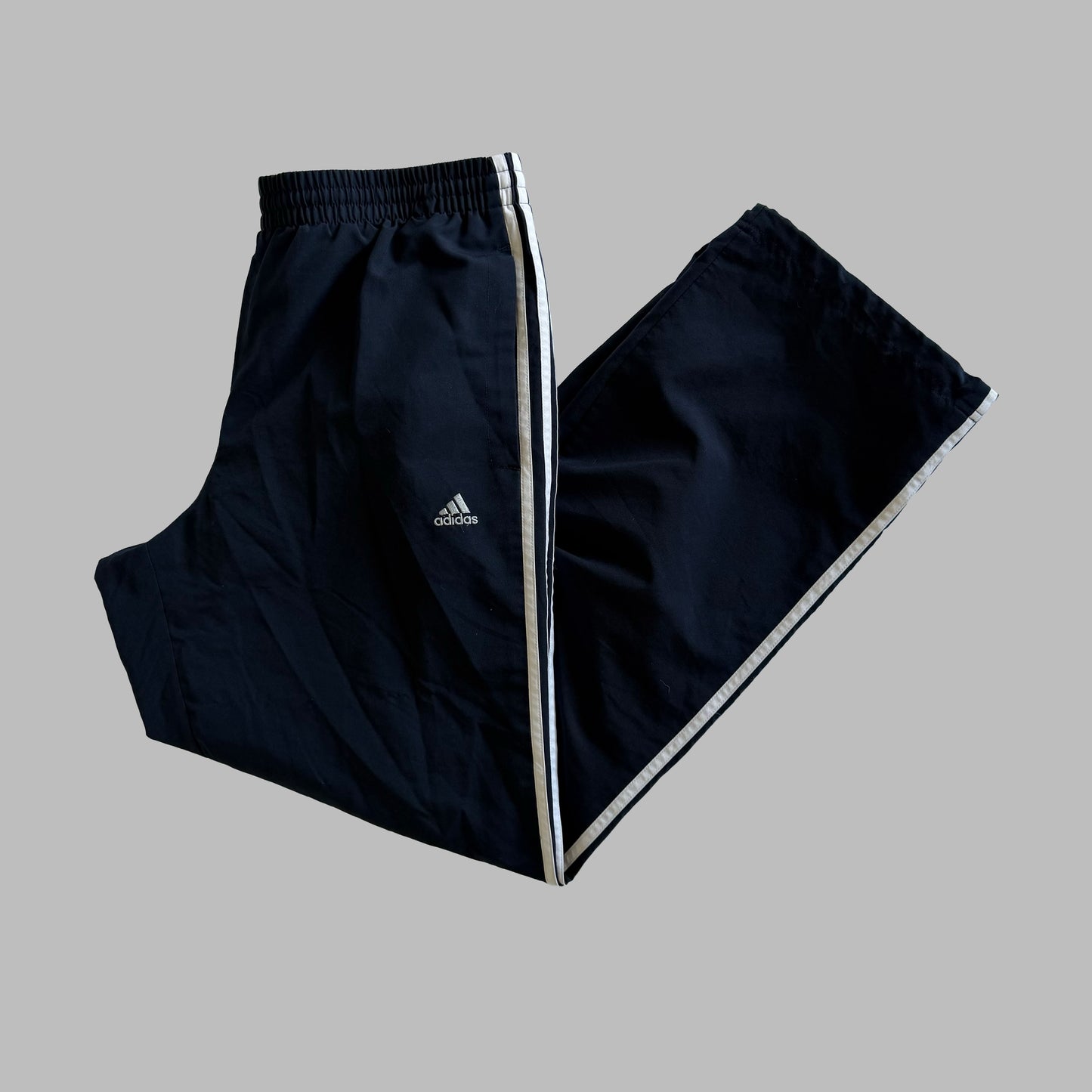 Y2K Adidas Wide Leg Three Stripe Track Pants - L