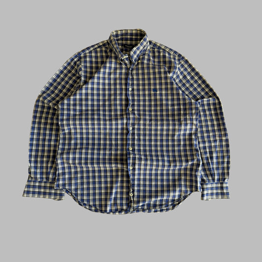 Y2K Burberry Checkered Button Up Shirt - L
