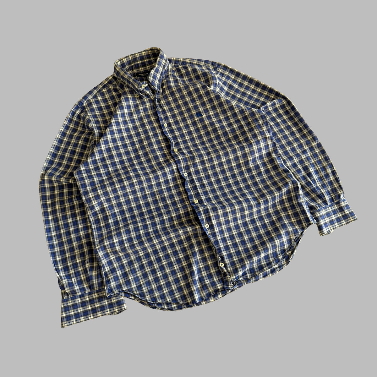 Y2K Burberry Checkered Button Up Shirt - L