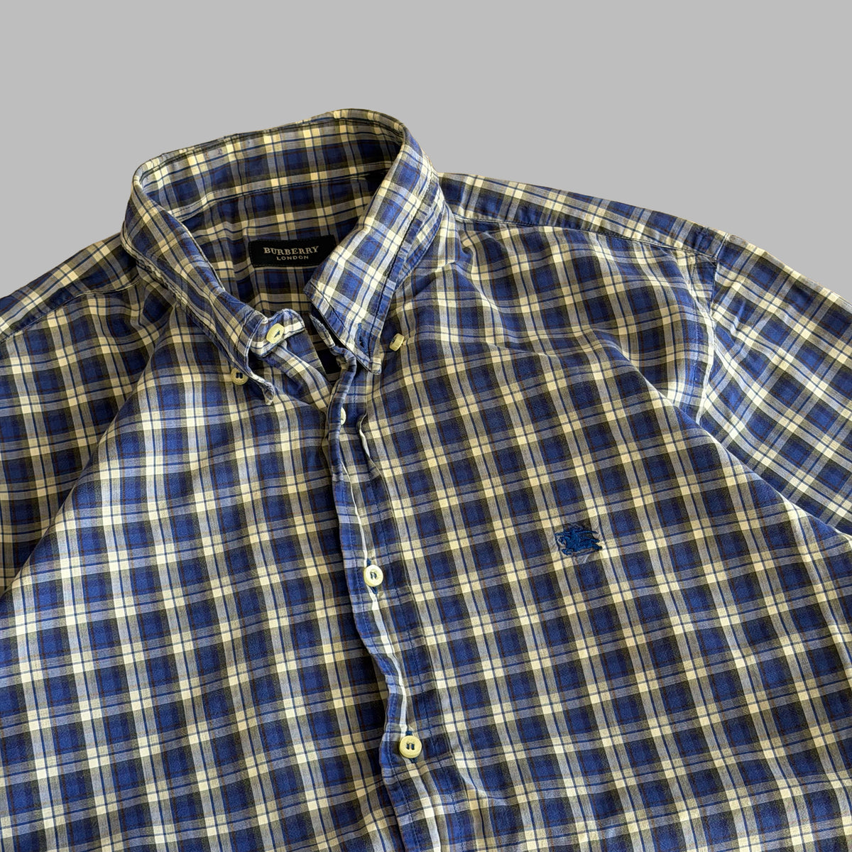 Y2K Burberry Checkered Button Up Shirt - L