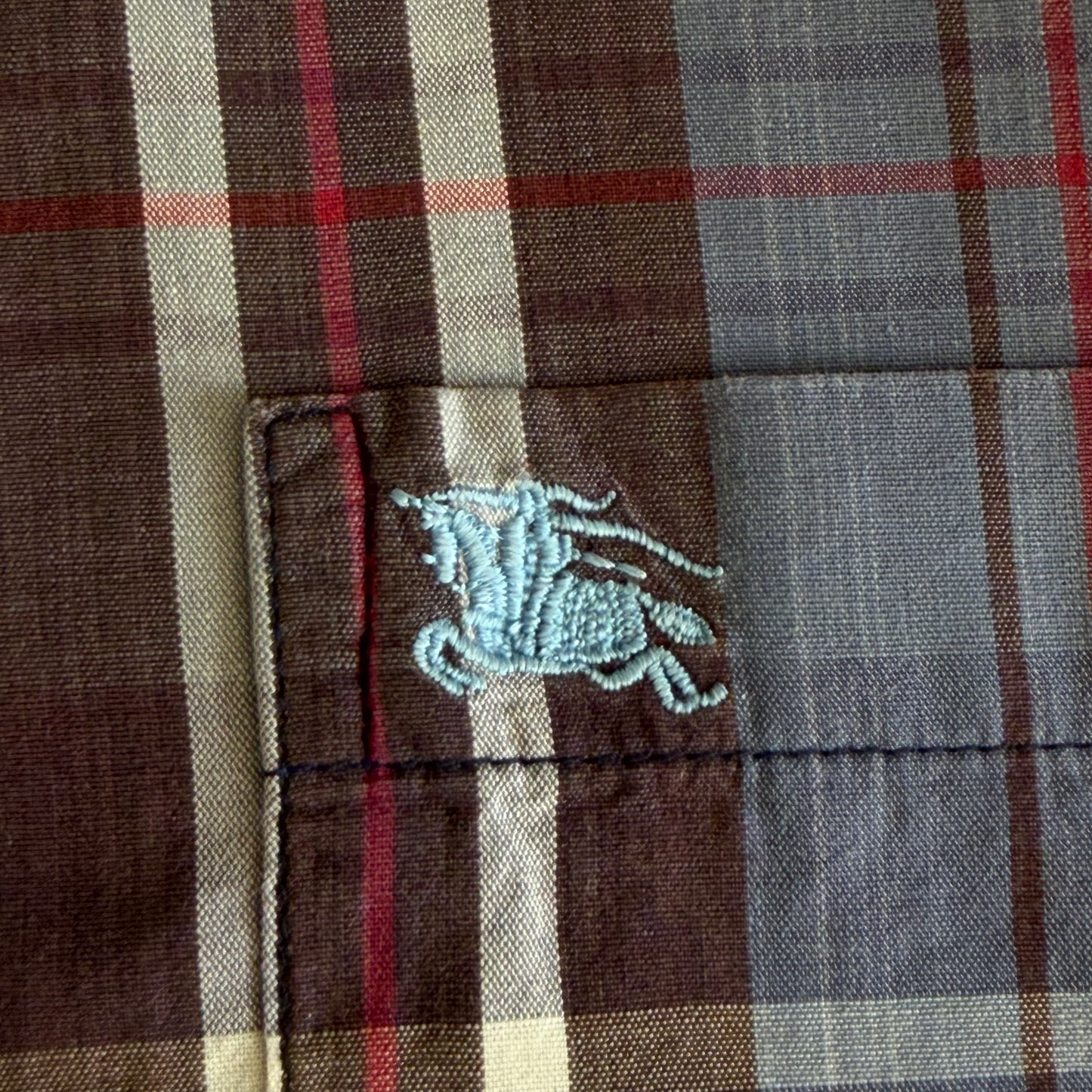 Y2K Burberry Blue Label Checkered Button Up Shirt - L