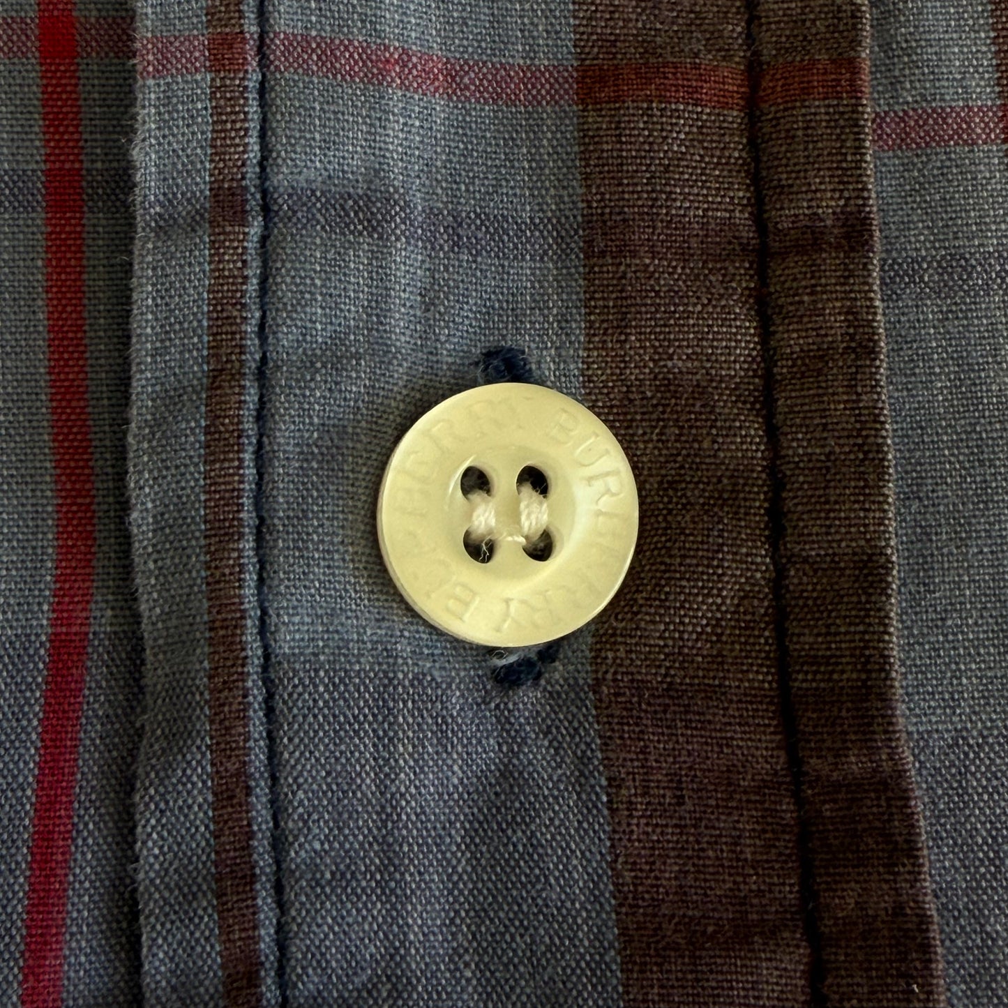 Y2K Burberry Blue Label Checkered Button Up Shirt - L