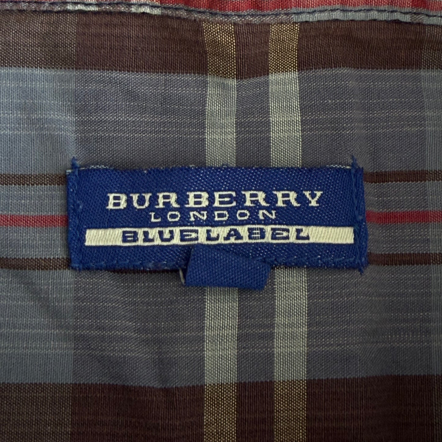 Y2K Burberry Blue Label Checkered Button Up Shirt - L