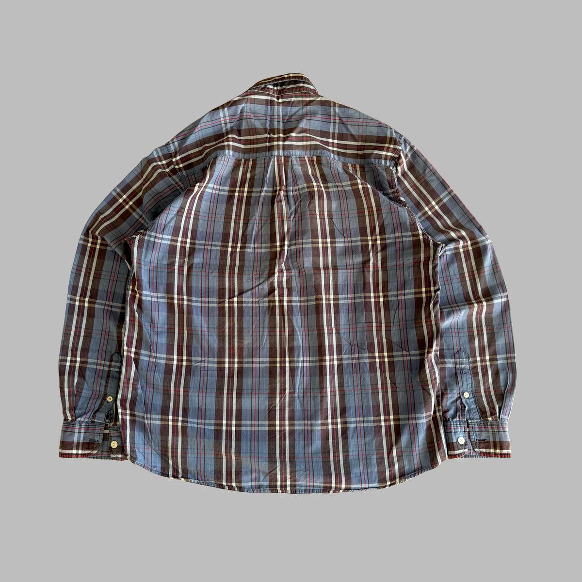Y2K Burberry Blue Label Checkered Button Up Shirt - L