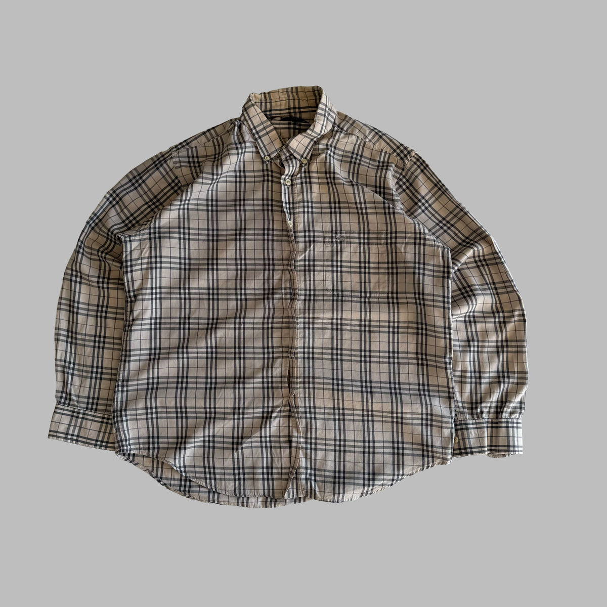 Y2K Burberry Nova Check Button Up Shirt - L