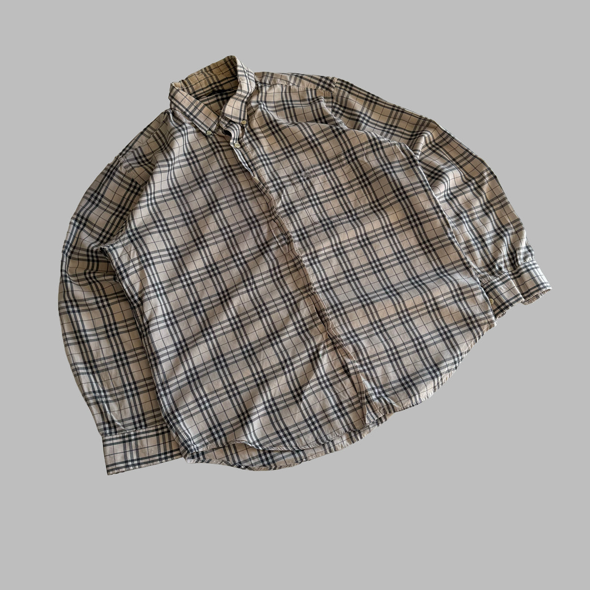 Y2K Burberry Nova Check Button Up Shirt - L