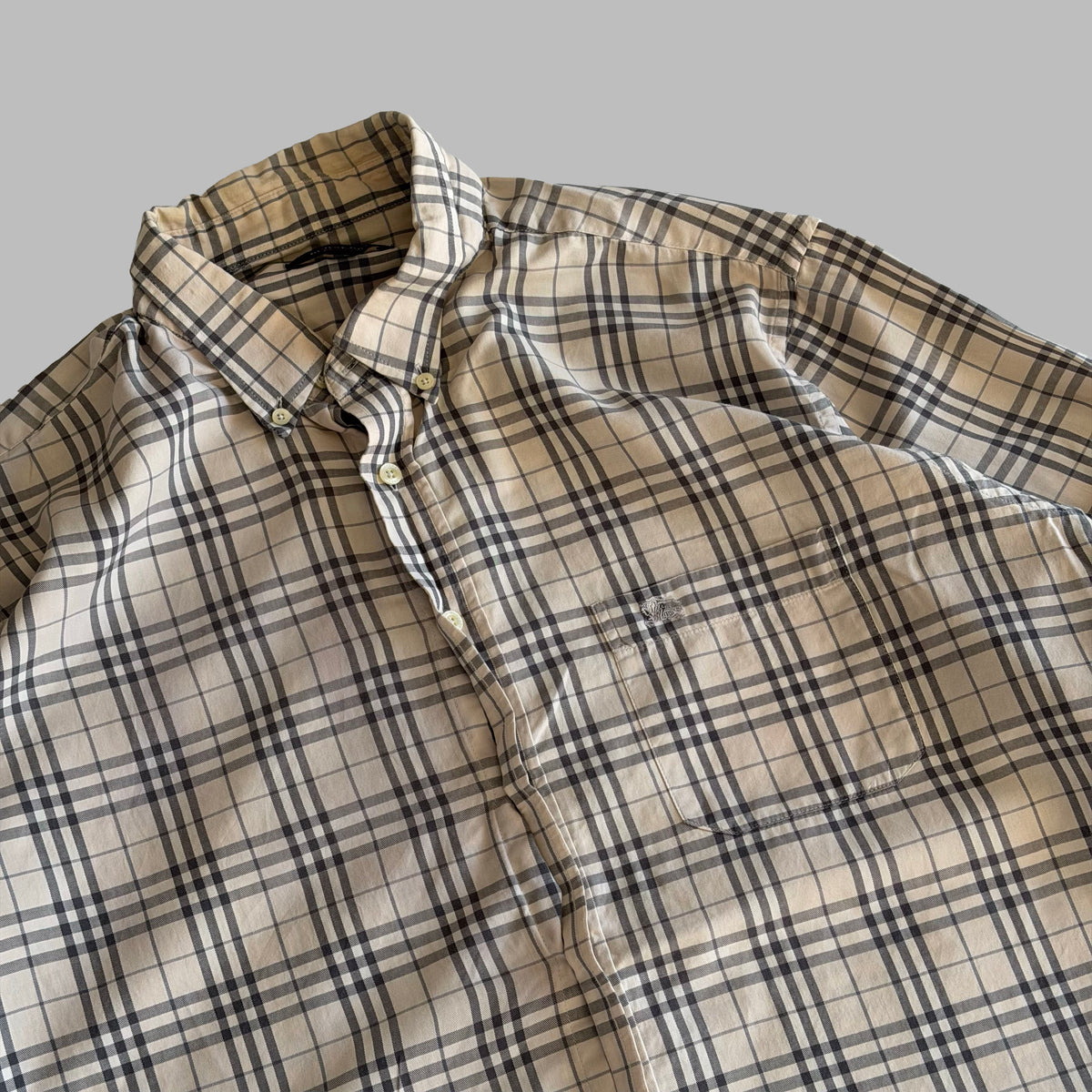 Y2K Burberry Nova Check Button Up Shirt - L