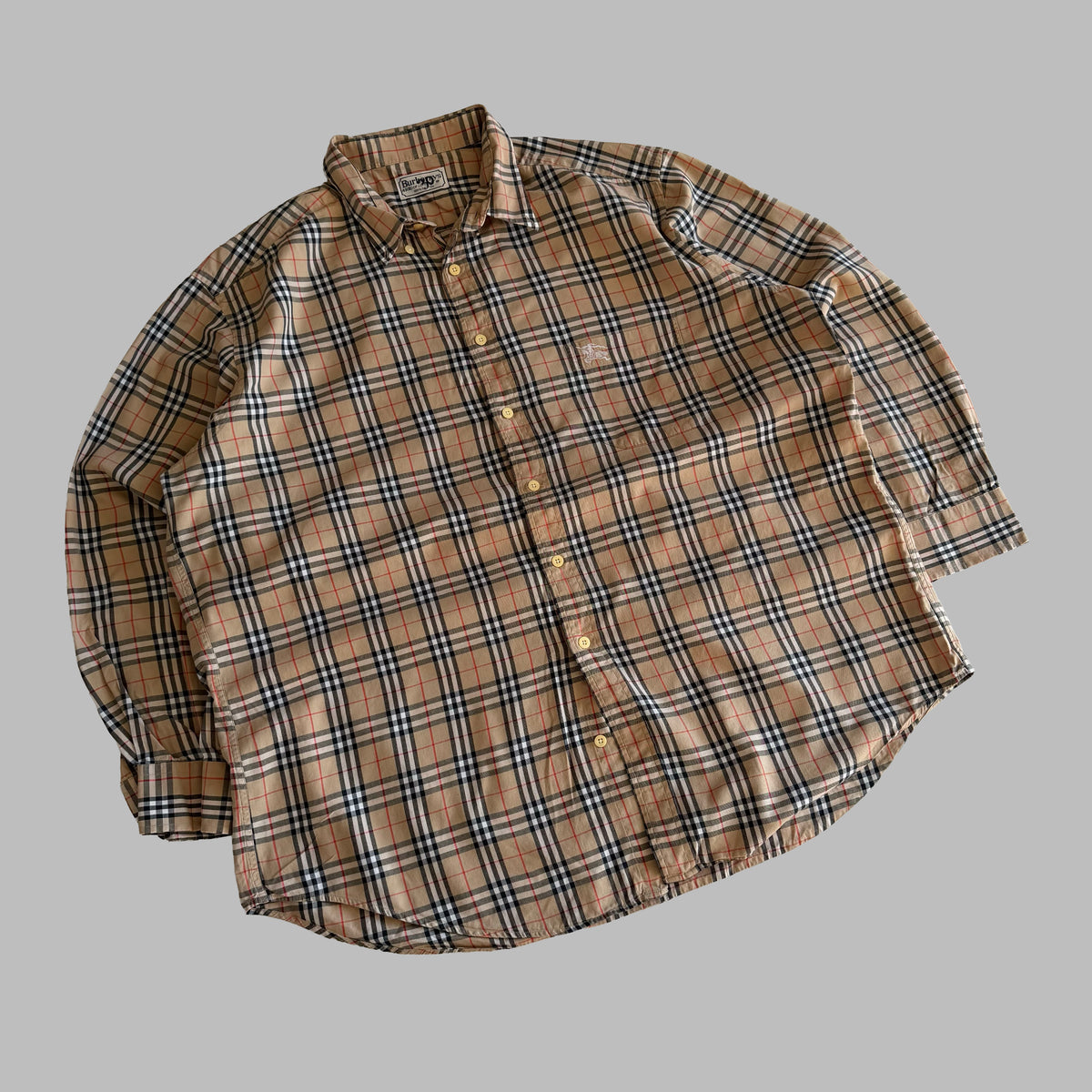 90s Burberry Nova Check Button Up Shirt - XL