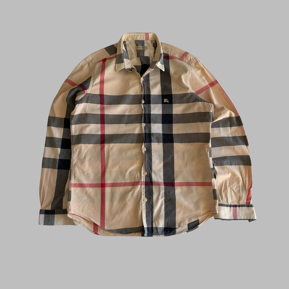 Y2K Burberry Lightweight Button Up Shirt - S