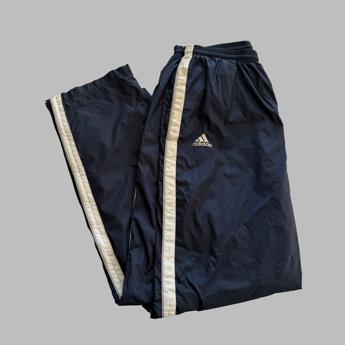 Y2K Adidas Striped Baggy Track Pants - M