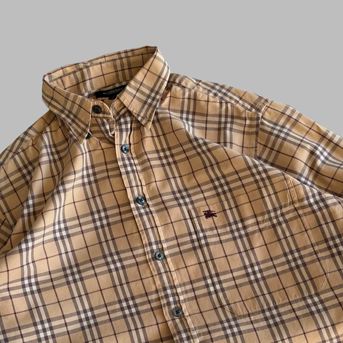 Y2K Burberry Nova Check Button Up Shirt - S